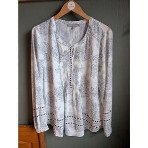 L Daniel Rainn White Patterned Top